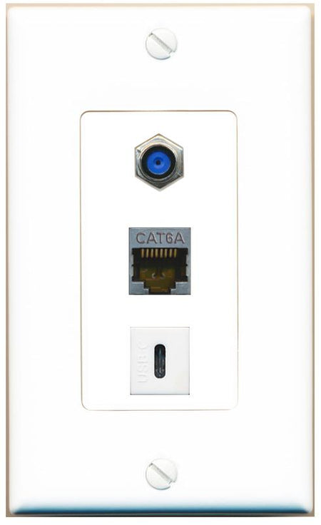 CAT6A F81 USBC Wall Plate [White]