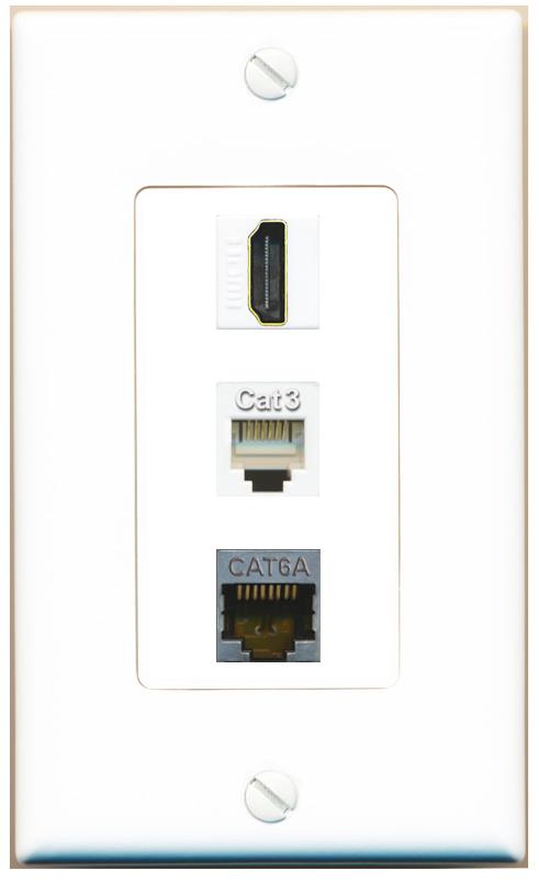 CAT6A HDMI PHONE Wall Plate [White]