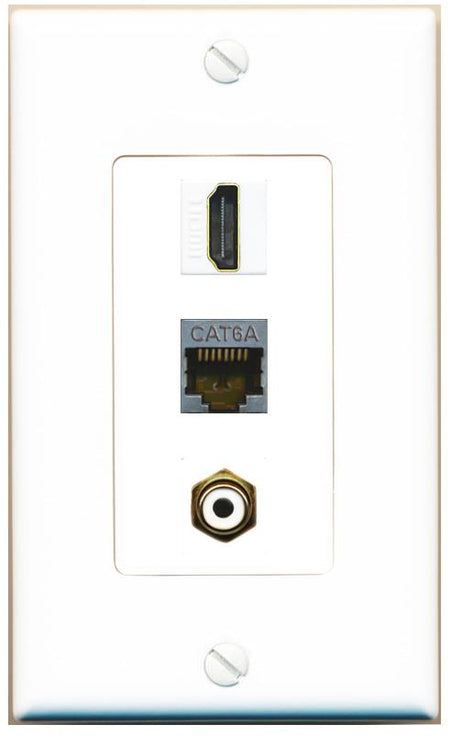 CAT6A HDMI RCA-WHITE Wall Plate [White]