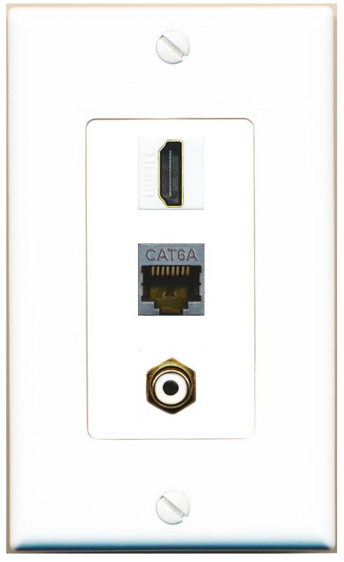 CAT6A HDMI RCA-WHITE Wall Plate [White]