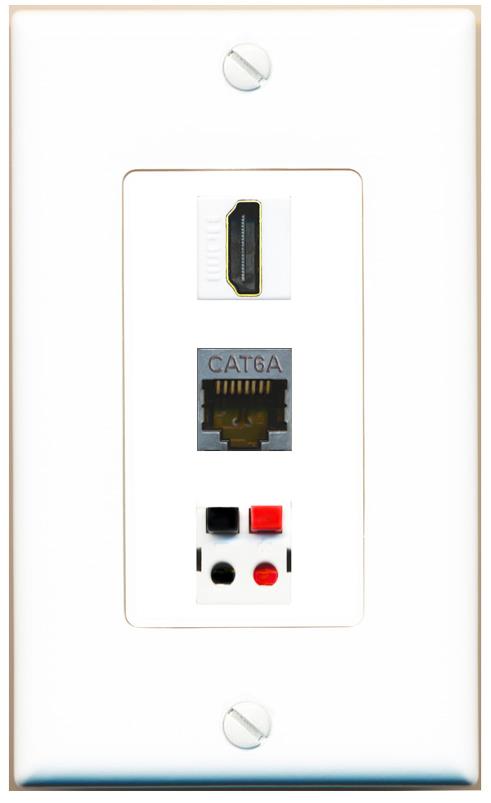 CAT6A HDMI SPEAKER Wall Plate [White]
