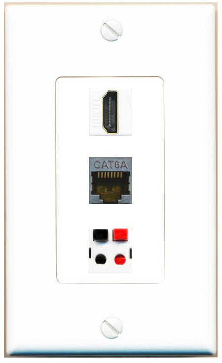 CAT6A HDMI SPEAKER Wall Plate [White]