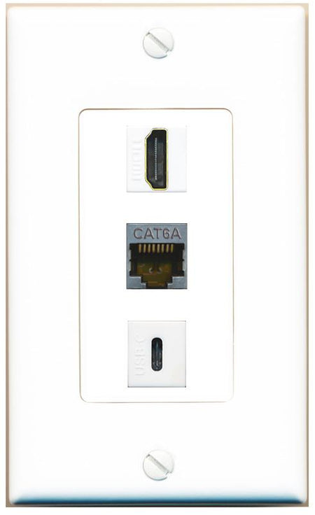 CAT6A HDMI USBC Wall Plate [White]
