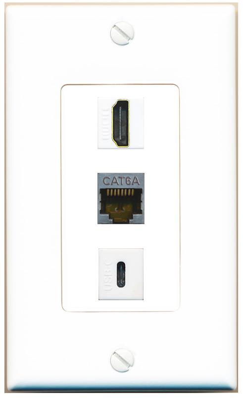 CAT6A HDMI USBC Wall Plate [White]