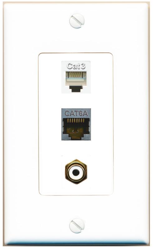 CAT6A PHONE RCA-WHITE Wall Plate [White]