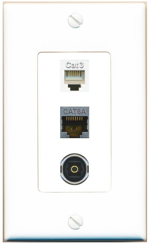 CAT6A PHONE TOSLINK Wall Plate [White]
