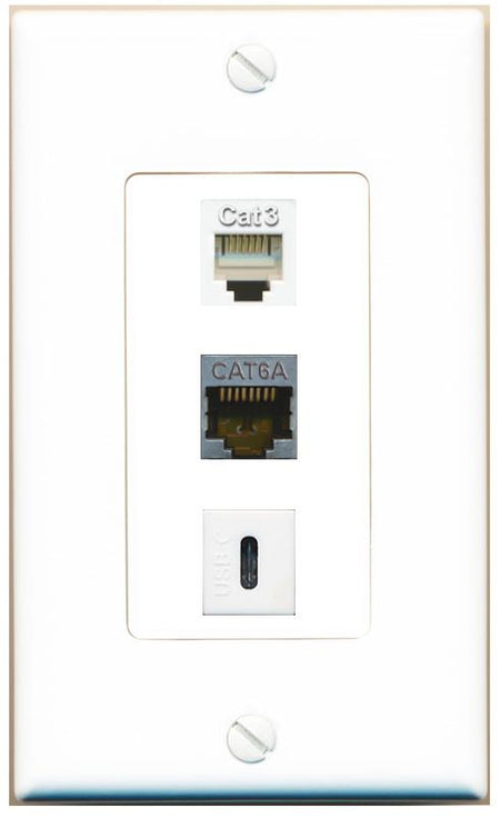 CAT6A PHONE USBC Wall Plate [White]