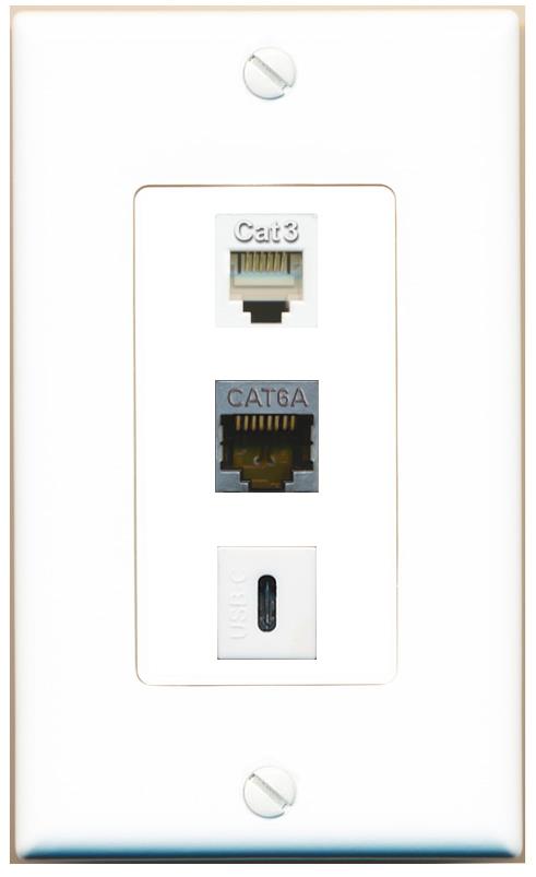 CAT6A PHONE USBC Wall Plate [White]