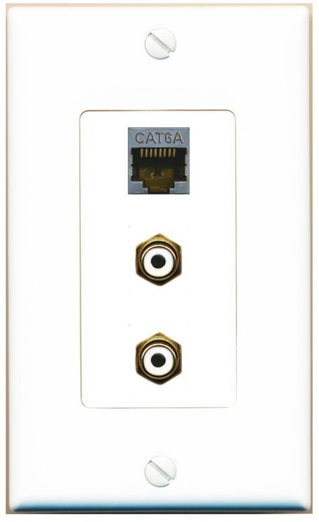 CAT6A 2 RCA-WHITE Wall Plate [White]