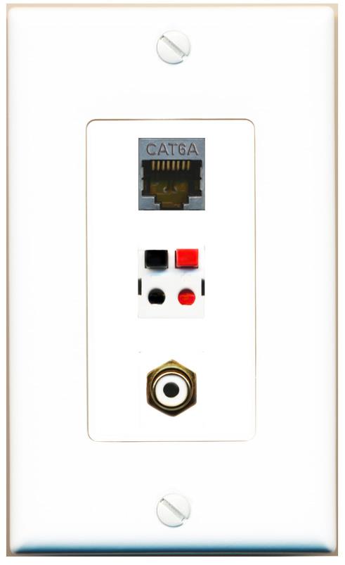 CAT6A RCA-WHITE SPEAKER Wall Plate [White]