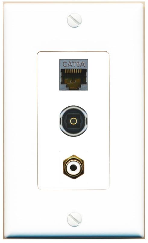 CAT6A RCA-WHITE TOSLINK Wall Plate [White]
