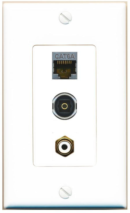 CAT6A RCA-WHITE TOSLINK Wall Plate [White]