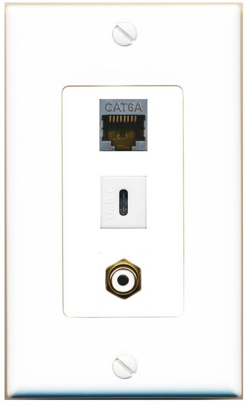 CAT6A RCA-WHITE USBC Wall Plate [White]