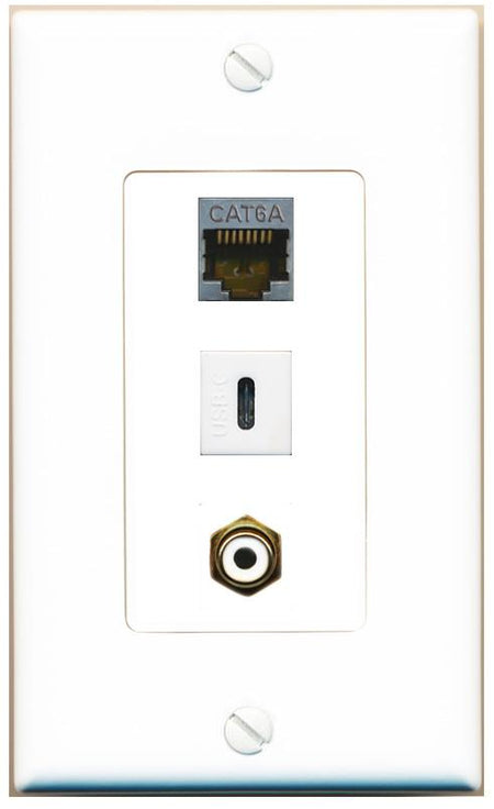 CAT6A RCA-WHITE USBC Wall Plate [White]