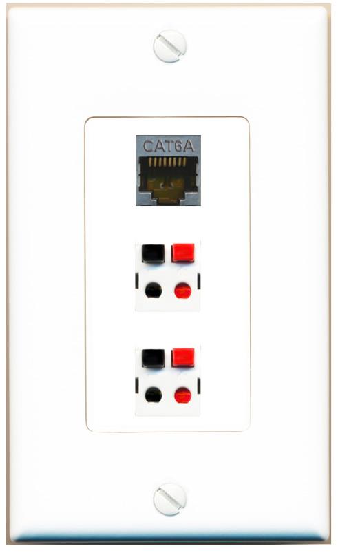 CAT6A 2 SPEAKER Wall Plate [White]