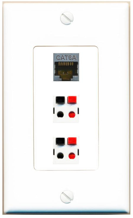CAT6A 2 SPEAKER Wall Plate [White]