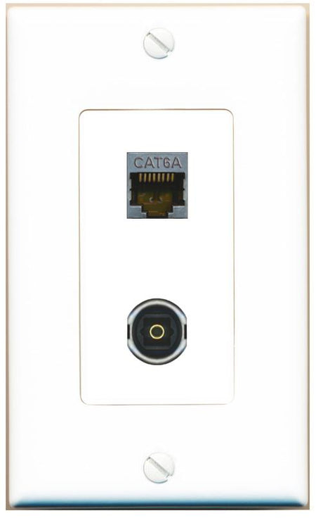 CAT6A TOSLINK Wall Plate [White]