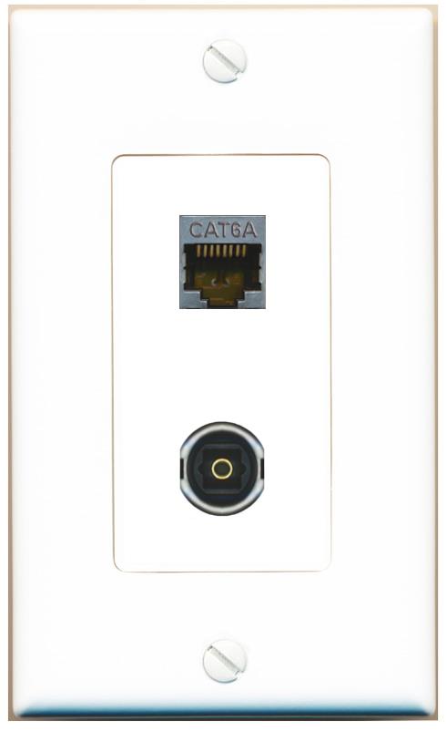 CAT6A TOSLINK Wall Plate [White]