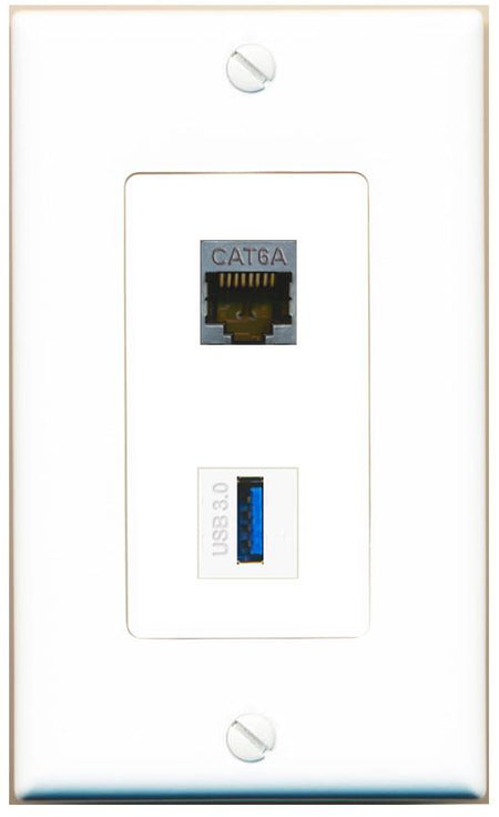 CAT6A USB-3 Wall Plate [White]