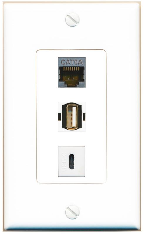 CAT6A USB2 USBC Wall Plate [White]