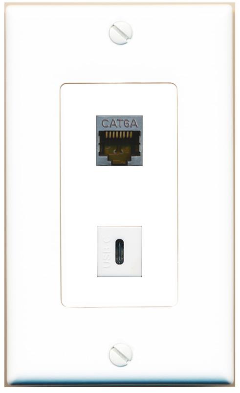 CAT6A USBC Wall Plate [White]