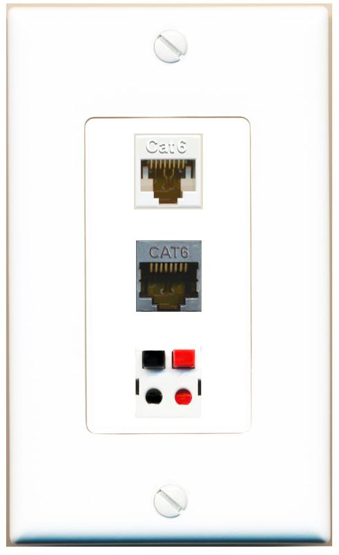 CAT6 CAT6-SHIELDED SPEAKER Wall Plate [White]