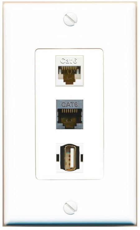 CAT6 CAT6-SHIELDED USB2 Wall Plate [White]