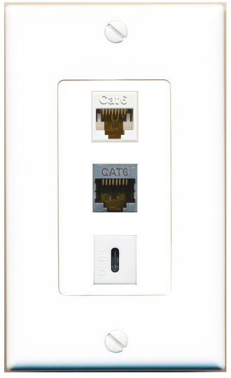 CAT6 CAT6-SHIELDED USBC Wall Plate [White]