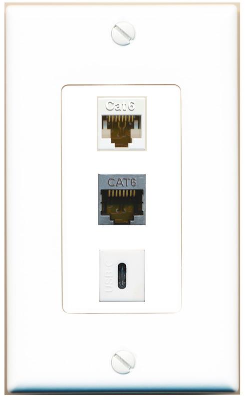 CAT6 CAT6-SHIELDED USBC Wall Plate [White]