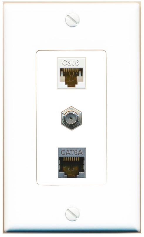 CAT6 CAT6A COAX Wall Plate [White]