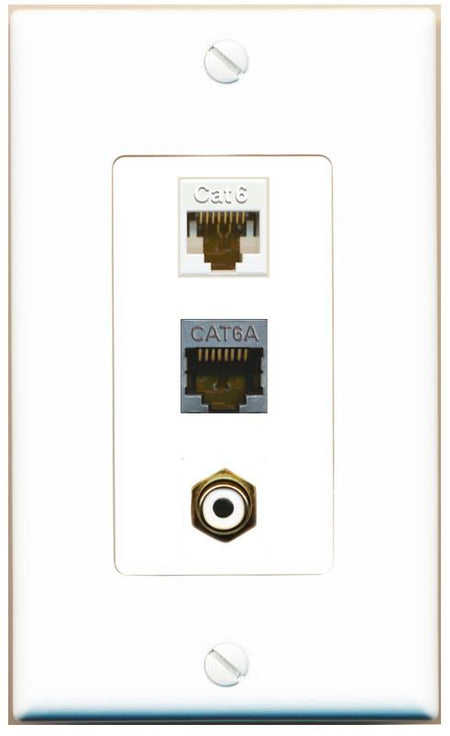 CAT6 CAT6A RCA-WHITE Wall Plate [White]