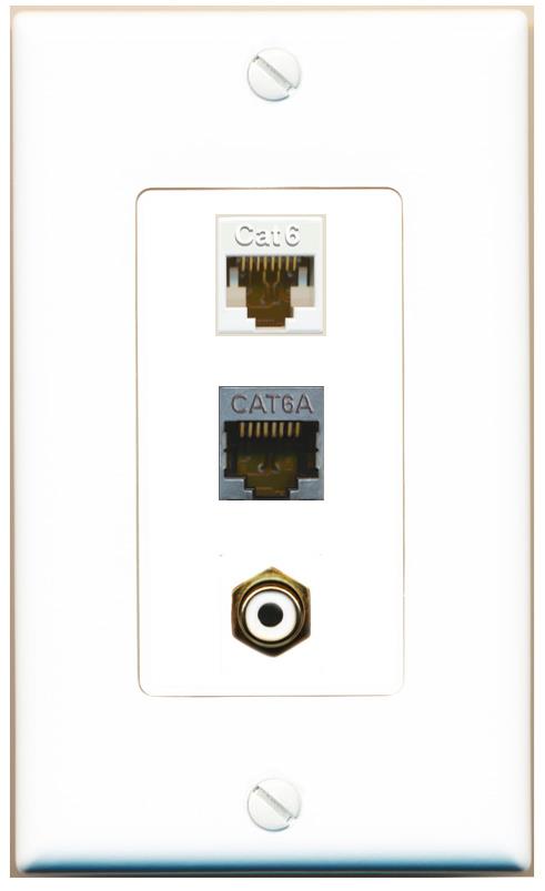 CAT6 CAT6A RCA-WHITE Wall Plate [White]