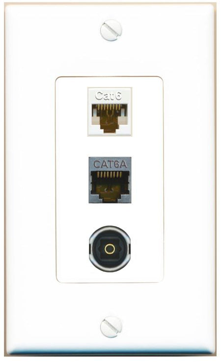 CAT6 CAT6A TOSLINK Wall Plate [White]