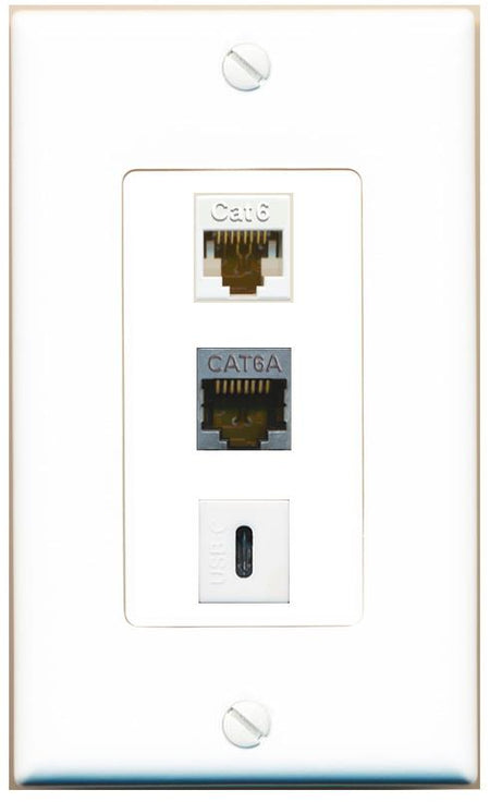 CAT6 CAT6A USBC Wall Plate [White]