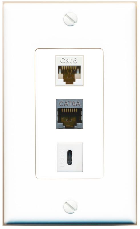 CAT6 CAT6A USBC Wall Plate [White]
