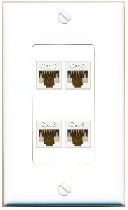 RiteAV 4 CAT6 Wall Plate [White]