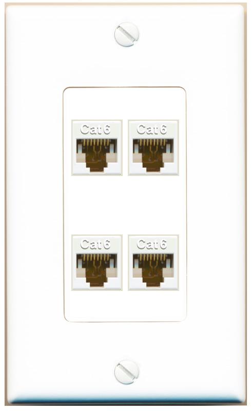 RiteAV 4 CAT6 Wall Plate [White]