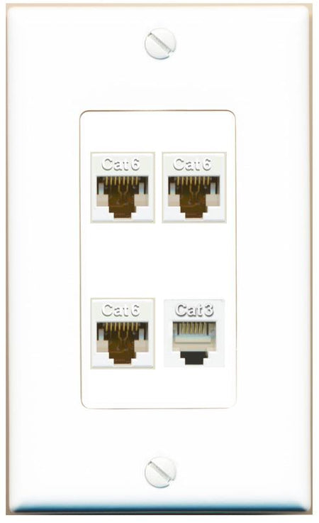 RiteAV 3 CAT6 PHONE Wall Plate [White]