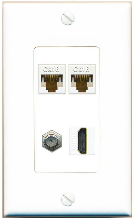 RiteAV 2 CAT6 COAX HDMI Wall Plate [White]