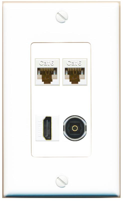 RiteAV 2 CAT6 HDMI TOSLINK Wall Plate [White]