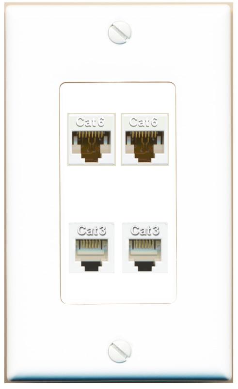 RiteAV 2 CAT6 2 PHONE Wall Plate [White]
