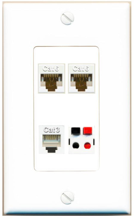 RiteAV 2 CAT6 PHONE SPEAKER Wall Plate [White]