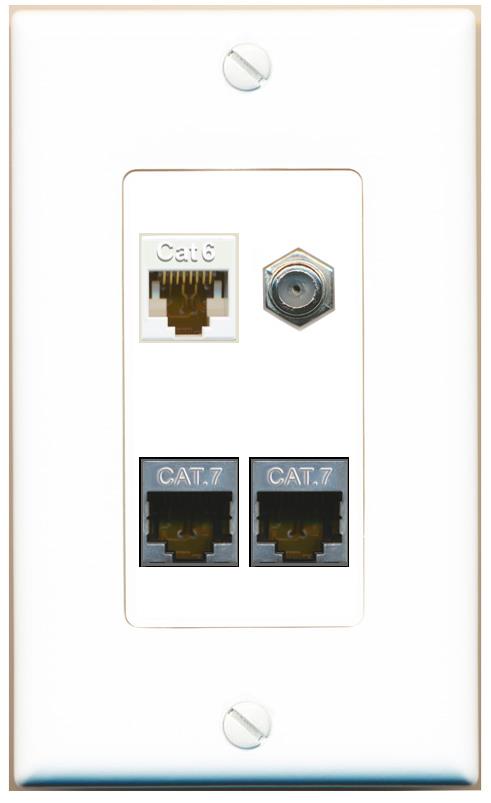 RiteAV CAT6 2 CAT7 COAX Wall Plate [White]