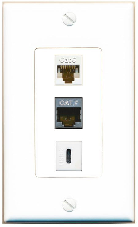 CAT6 CAT7 USBC Wall Plate [White]
