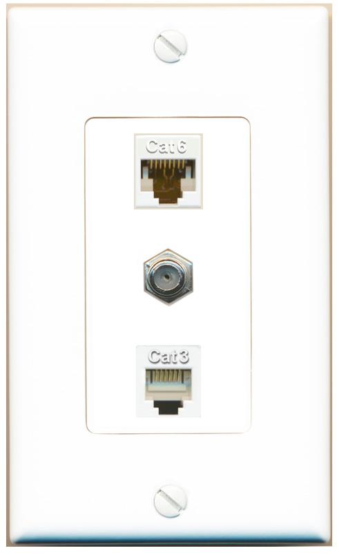 CAT6 COAX PHONE Wall Plate [White]