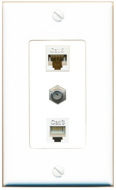 CAT6 COAX PHONE Wall Plate [White]