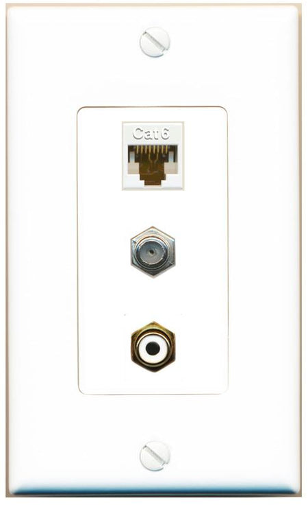 CAT6 COAX RCA-WHITE Wall Plate [White]