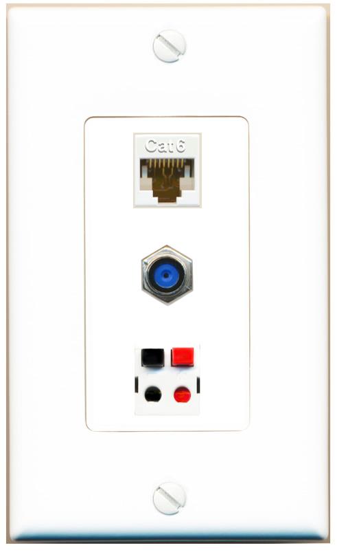CAT6 F81 SPEAKER Wall Plate [White]