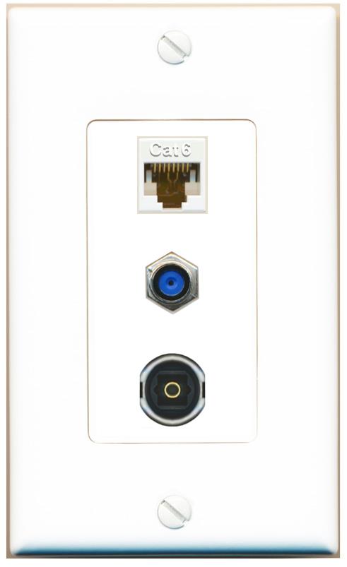 CAT6 F81 TOSLINK Wall Plate [White]