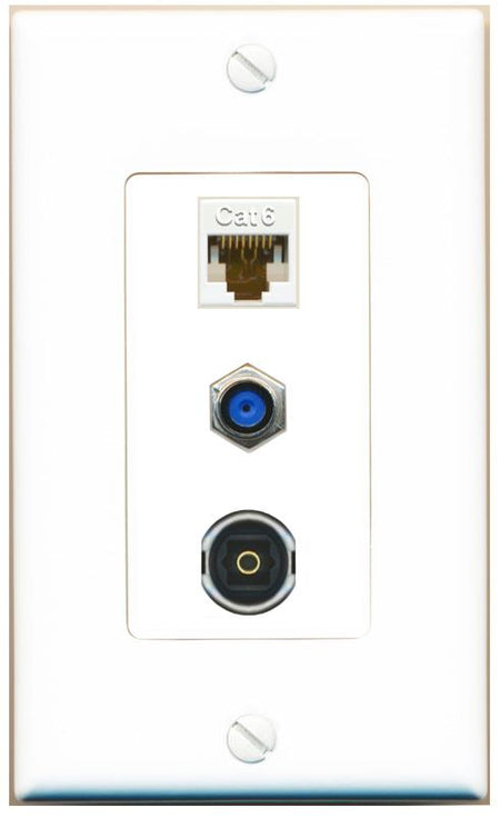 CAT6 F81 TOSLINK Wall Plate [White]
